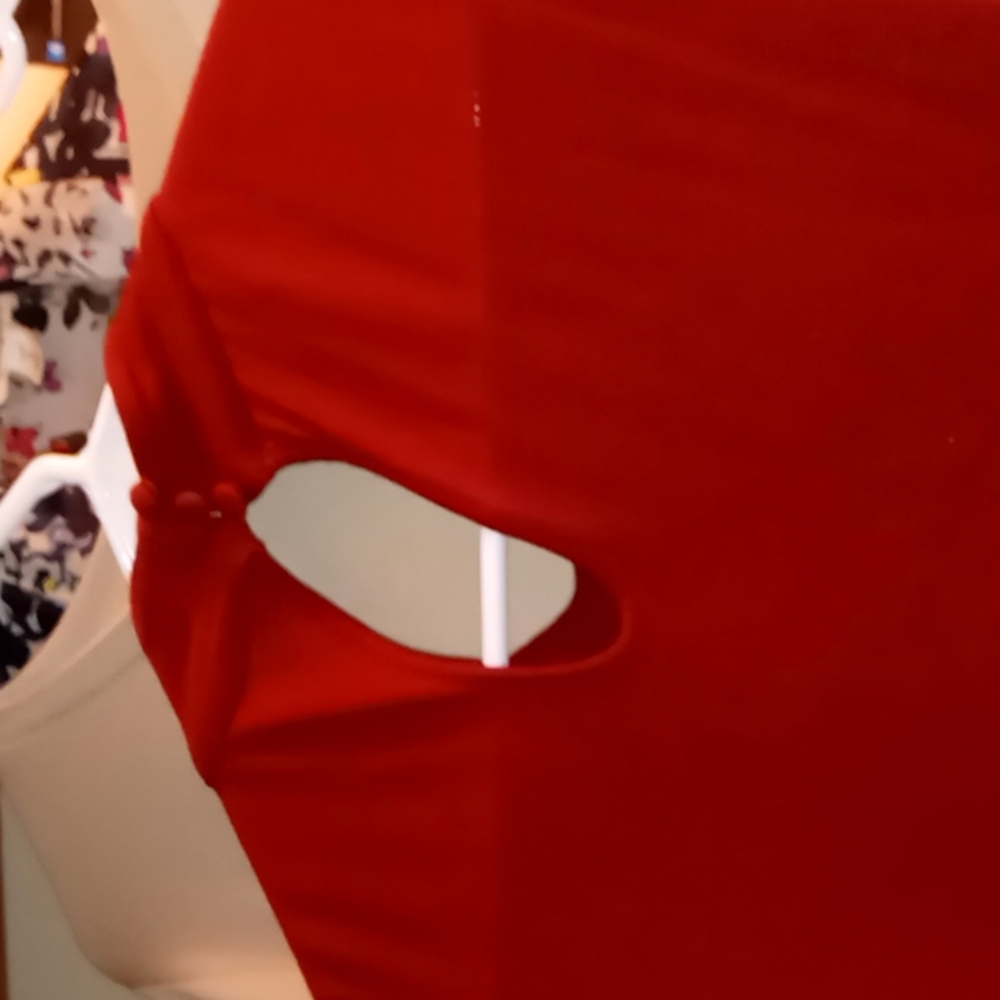 inc burnt orange PL top with short turtle neck